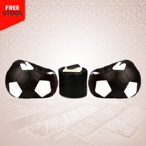 Football Pair Bean Bag with Free Stool - Brown/Skin, XL